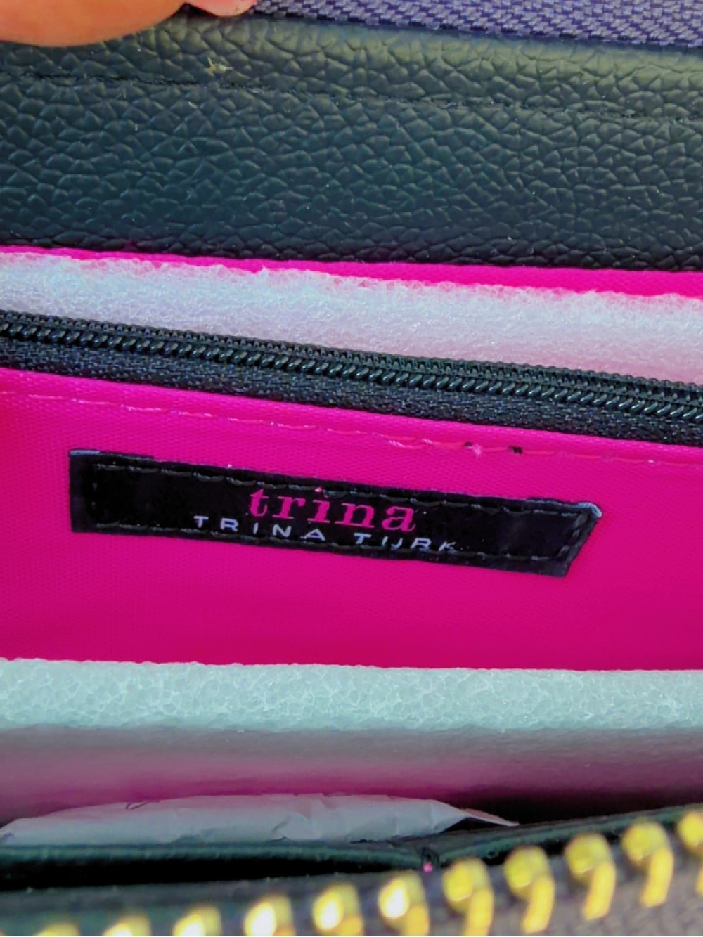 Trina Turk Black and Hot Pink Zip Wallet - Picture 2 of 3